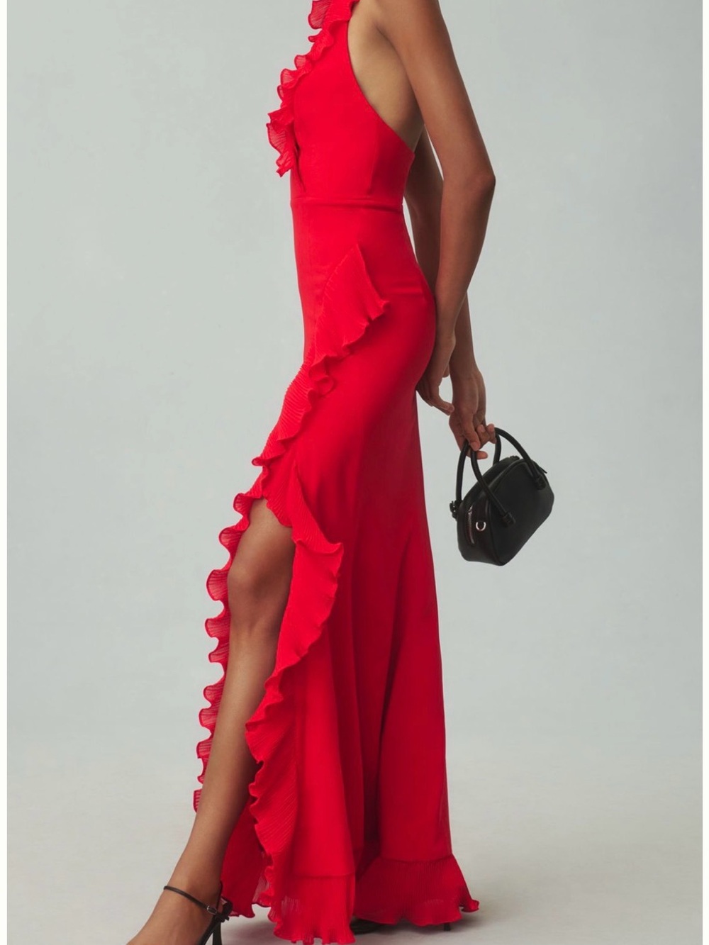 Dress the Population Vibrant Red Ruffled Maxi Skirt